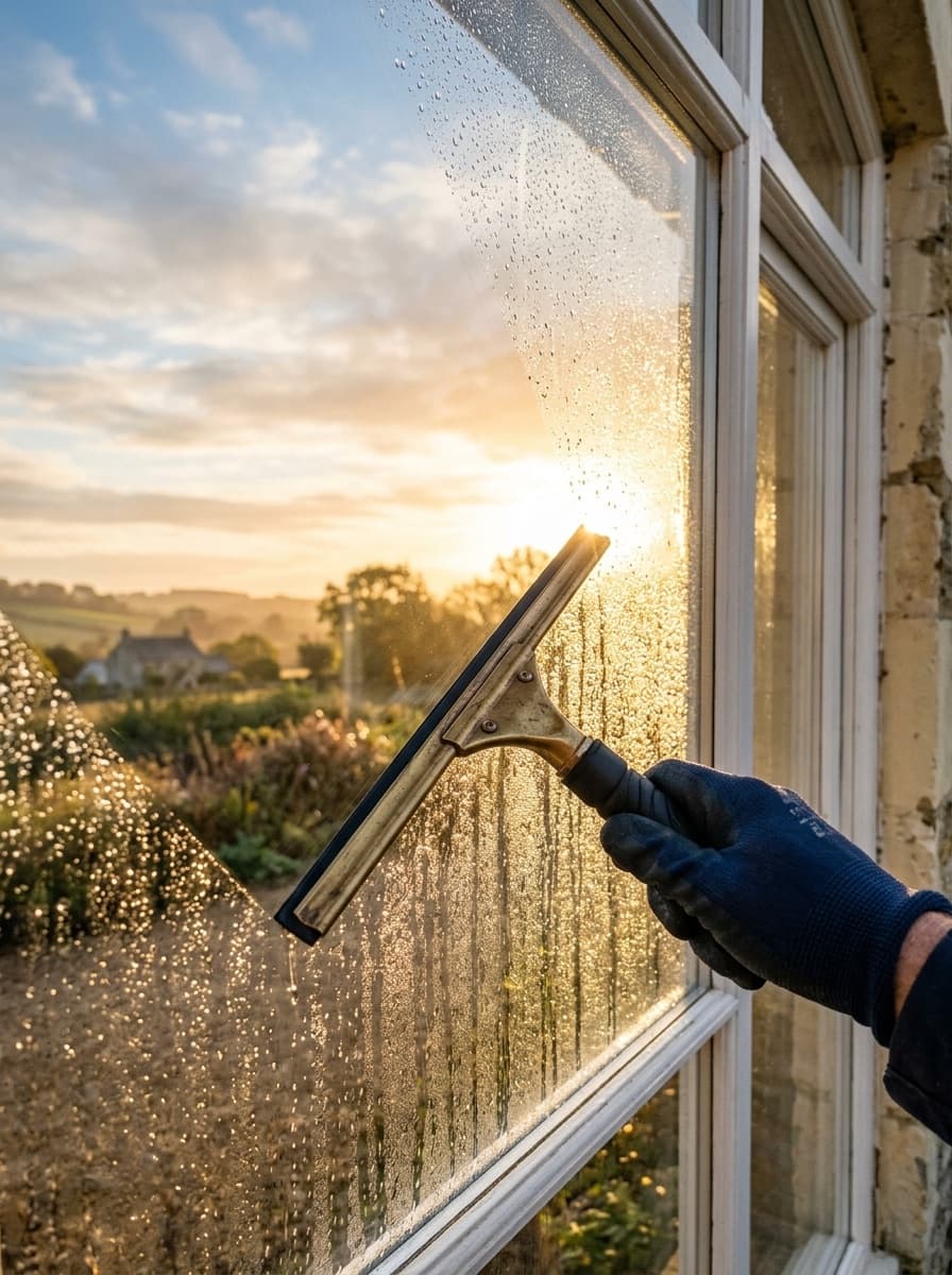 A SqueegeeKing window cleaning visit at a Chico-area home